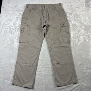 Carhartt Pants Mens 36x30 Khaki Relaxed Fit Ripstop Cargo Work Utility B342